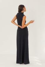 Melanie Premium Maxi Knit Dress with Metallic Straps Elevated Occasion Wear