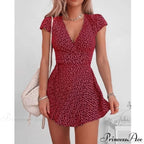Short Sleeve Sexy V-neck Dresses