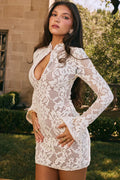 Kenza - Cut - Out Long Sleeve Mesh Mini Dress