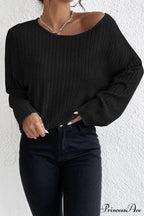 Shoulder Round Ribbed Neck Arm Long Drop Shirt