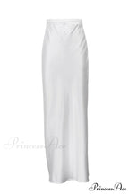 Side Skirt with High Full-Length and White Slit Waist