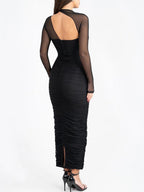 Sienna Mesh Ruched Maxi Dress