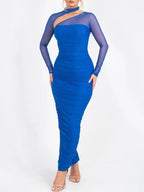 Sienna Mesh Ruched Maxi Dress