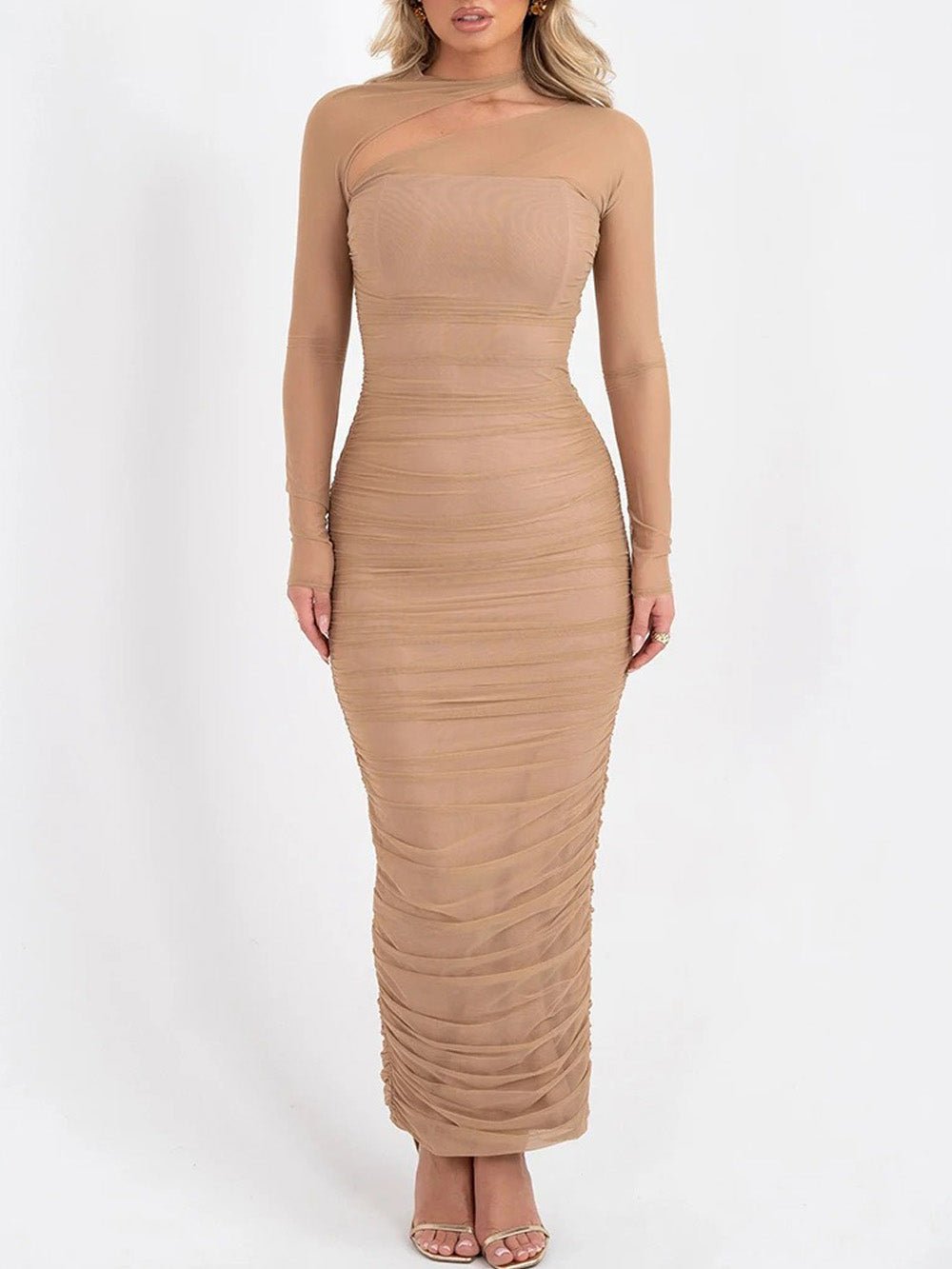 Sienna Mesh Ruched Maxi Dress