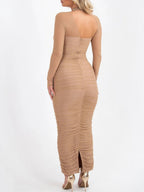 Sienna Mesh Ruched Maxi Dress