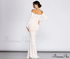 Sierra Sequin Off Charming The Shoulder Formal Dress