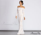 Sierra Sequin Off Charming The Shoulder Formal Dress