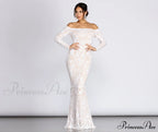 Sierra Sequin Off Charming The Shoulder Formal Dress