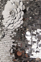 Silver Sequin Sunflower Halter Bodycon Party Dress