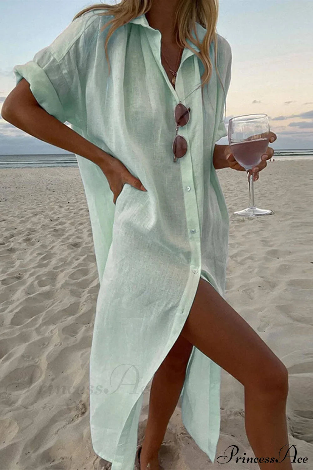 Simple Concept Stylish Maxi Shirt Dress