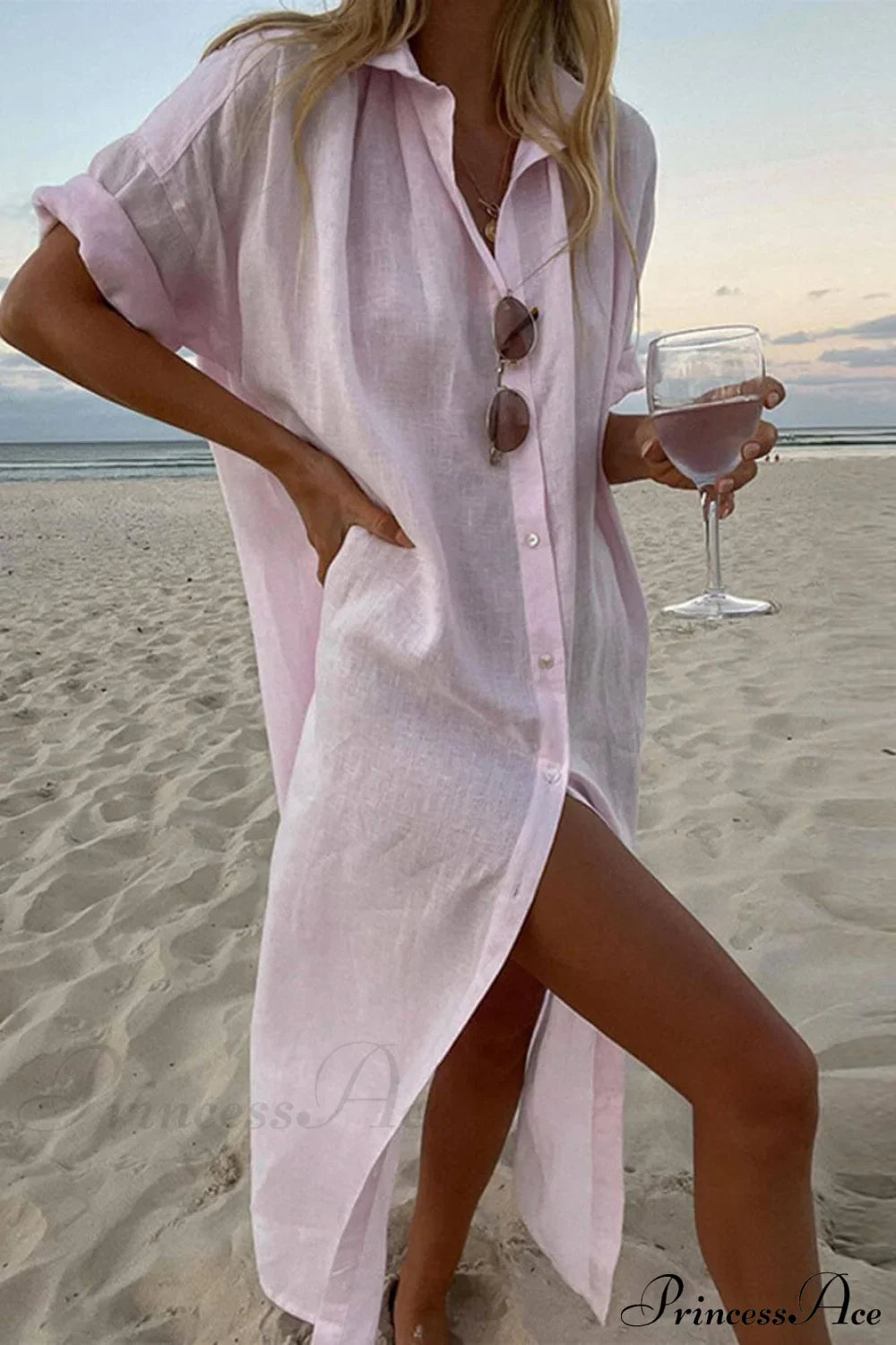 Simple Concept Stylish Maxi Shirt Dress