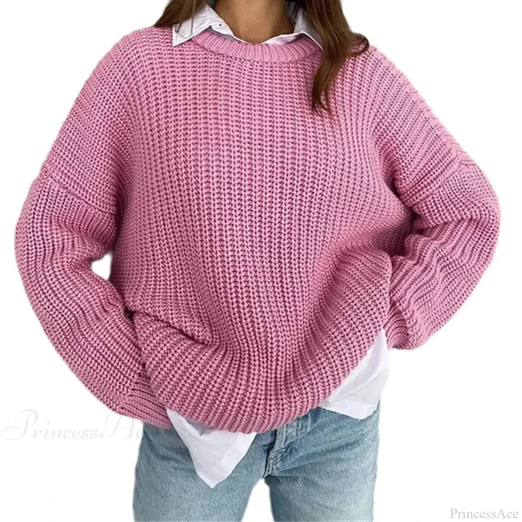 Simple Pullover Purple Y2k Sweater