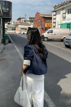 Simple Striped Sleeve Patchwork Casual Jacket