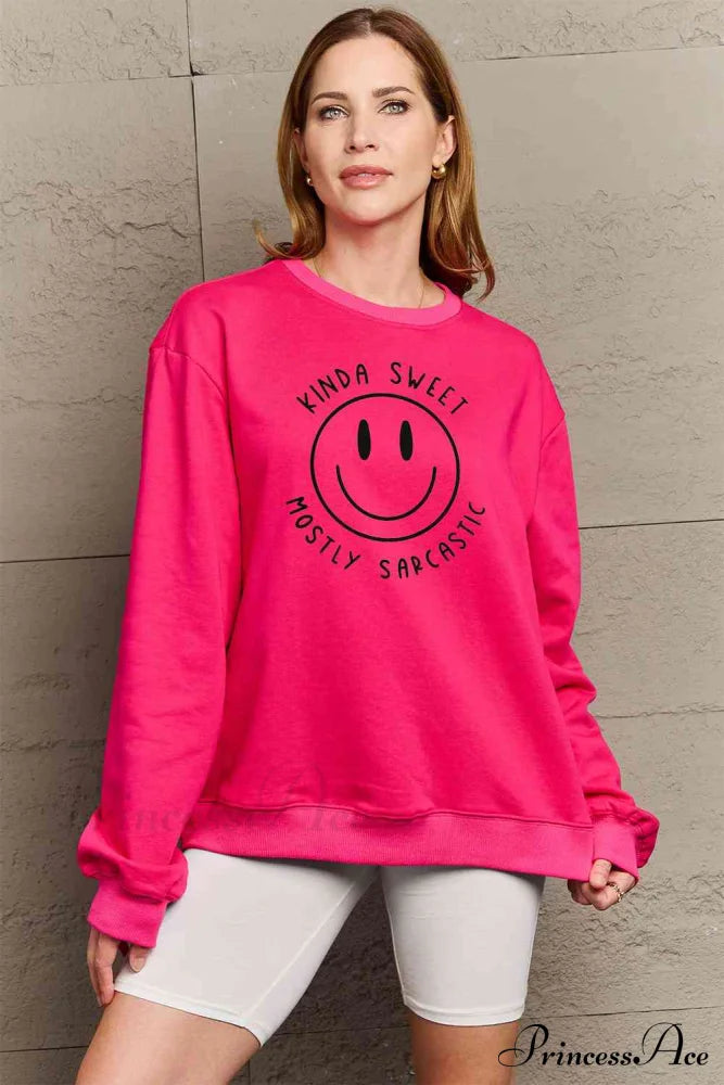 Size Full Face - Smiling Simply Graphic Sweatshirt Love