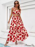 Skirt Tie Tiered Top with Full-Length Flowered Shoulder Set