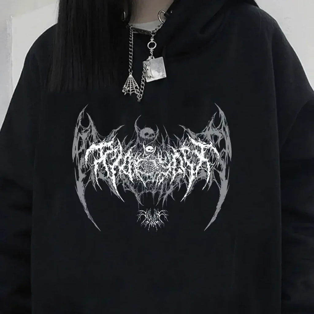 Skull Graphic Long Sleeve Hoodie
