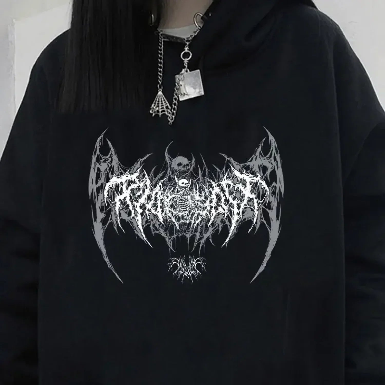 Skull Graphic Long Sleeve Hoodie