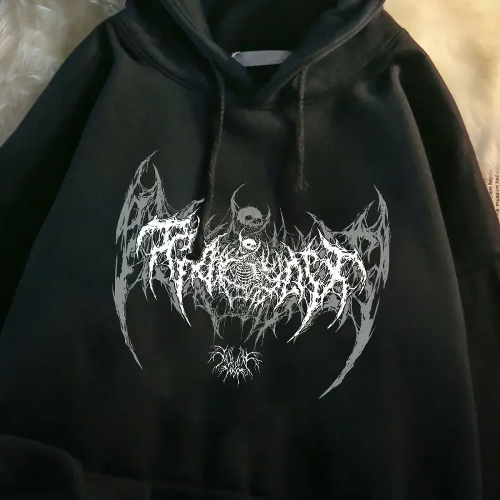 Skull Graphic Long Sleeve Hoodie