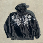 Skull Graphic Zipper Hoodie