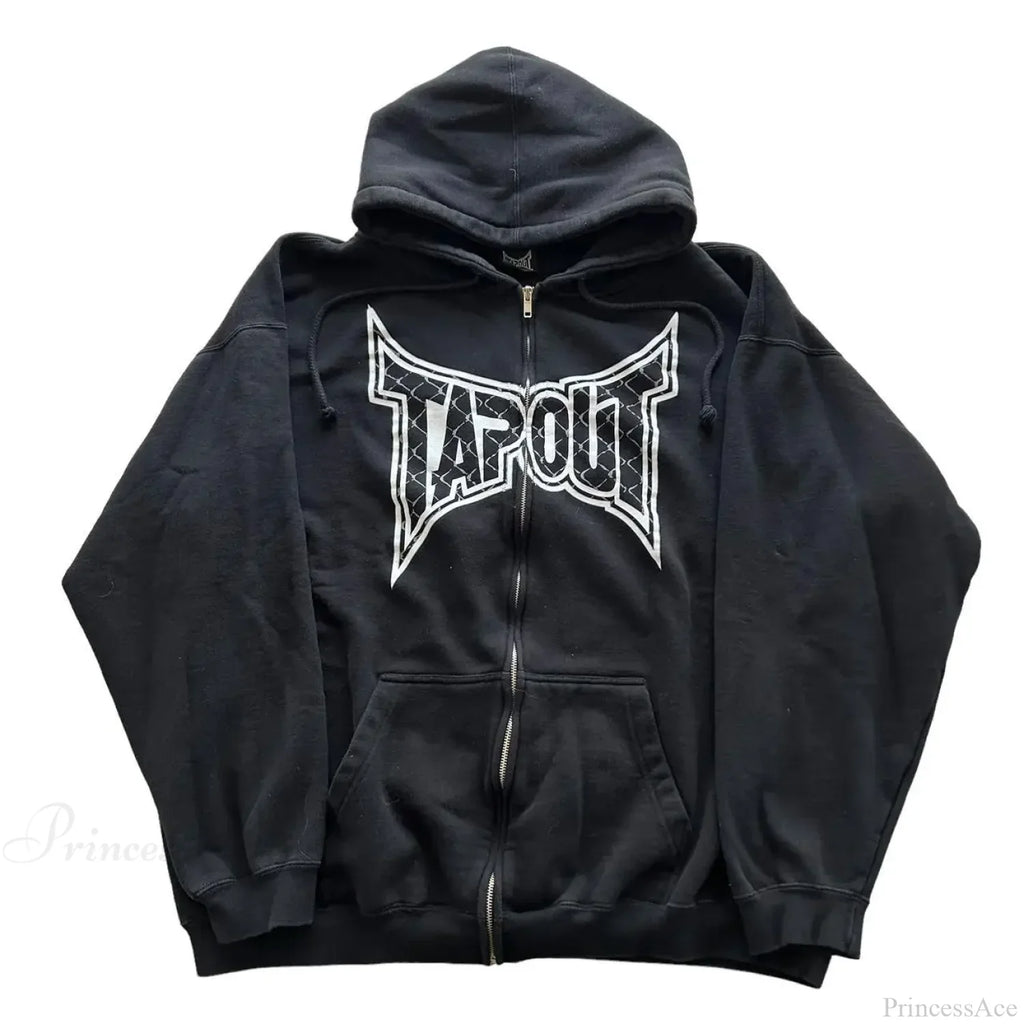 Skull Graphic Zipper Hoodie