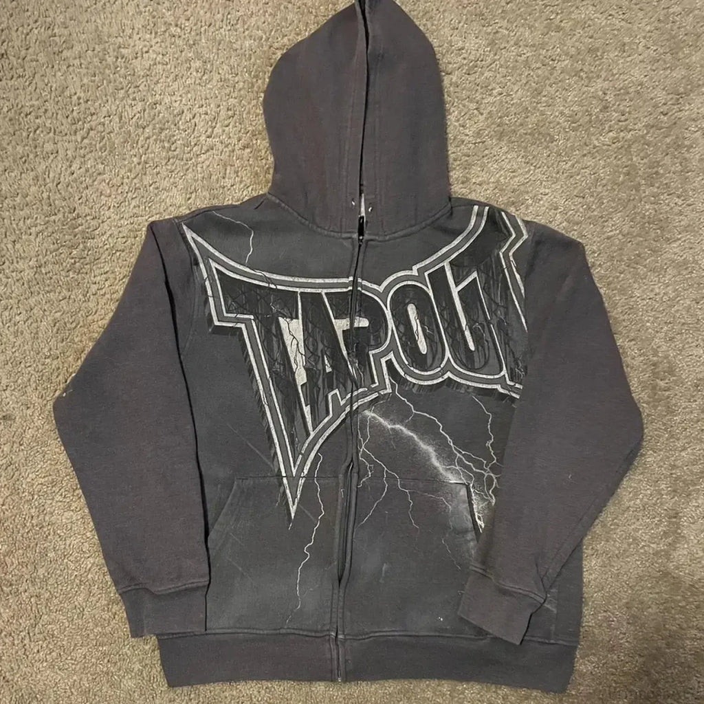 Skull Graphic Zipper Hoodie