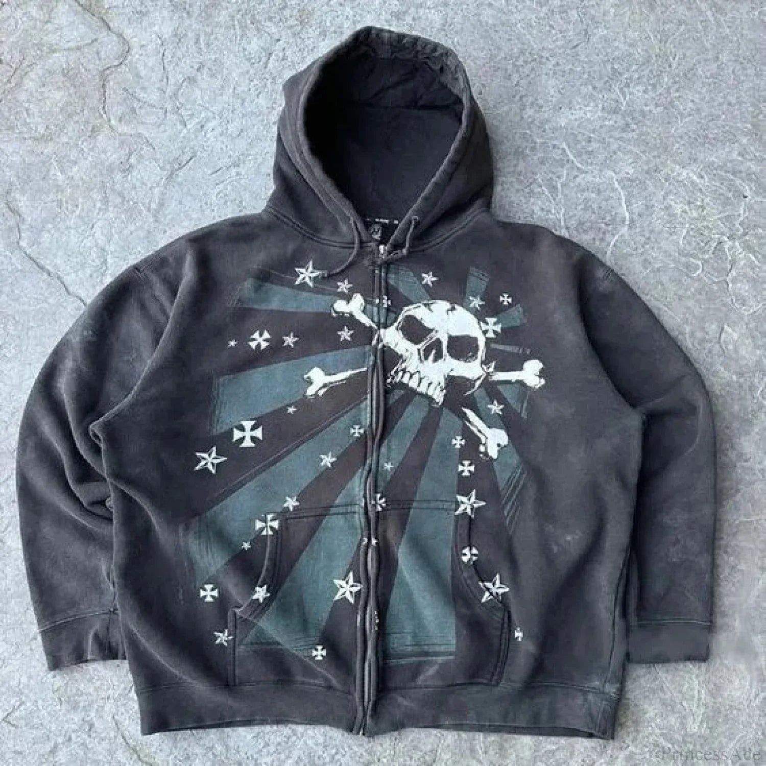 Skull Graphic Zipper Hoodie