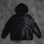 Skull Patchwork Zipper Hoodie