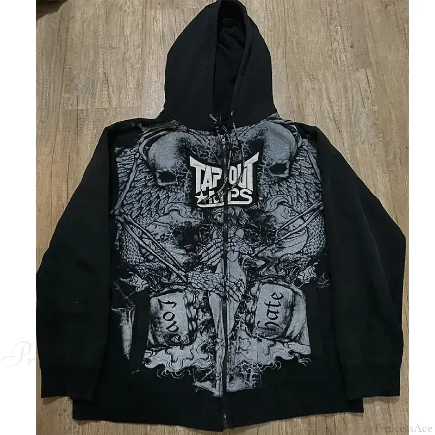 Skull Patchwork Zipper Hoodie