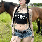 Skull Print Crop Top