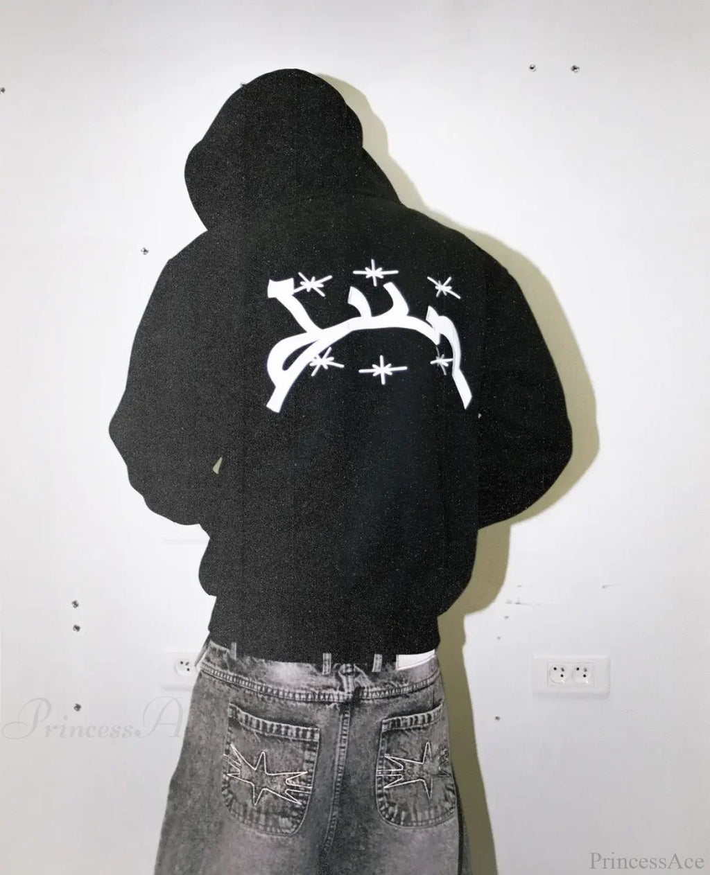 Skull Print Hooded Sweatshirt