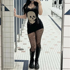 Skull Print Straps Tiny Dress