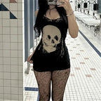 Skull Print Straps Tiny Dress