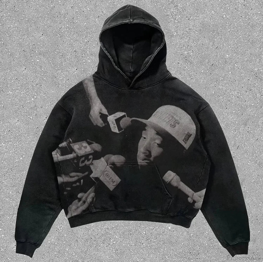 Skull Rap Graphic Cotton Hoodie