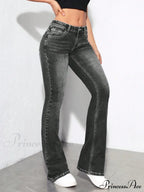 Slant Pocket Flare Leg Jeans