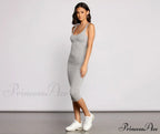 Slay Every Day Basic Graceful Scoop Neck Midi Dress