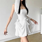 Sleeveless Cloaked Ribbon Net Full-Length Gown