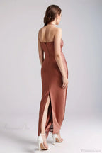 Sleeveless Halter Tassel Fitted Evening Dress