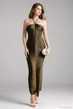 Sleeveless Halter Tassel Fitted Evening Dress