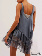 Sleeveless Lace Stylish Panel Mini Dress