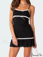 Sleeveless Spaghetti Strap Lace Patchwork Summer Party Mini Dress