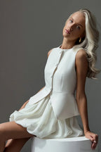 Sleeveless Vest Puff Skirt Two Piece Set