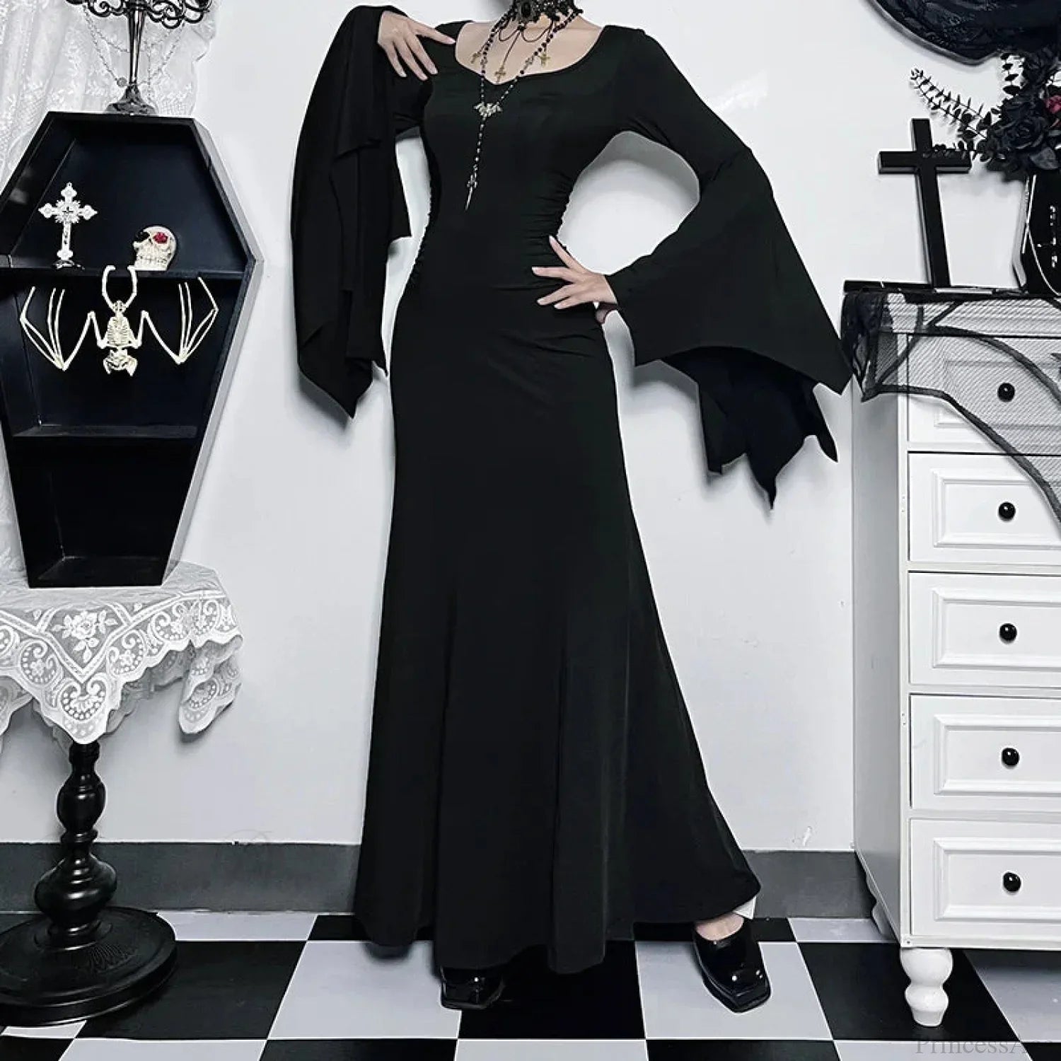 Slender Gothic Autumn Everyday Comfort Long Dress