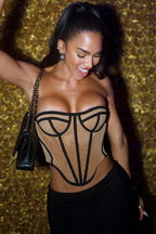 Slim Color Block Open Back Sexy Bustier Corset