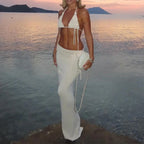 Slim Knit Flower Patchwork Bikini Set