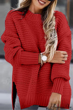Slit Neck Round Sweater