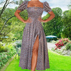 Small Fresh Floral Slim Fit Slit Camisole Floral Dress