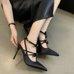 Smooth Bowknot Gothic Mary Janes Pointed Toe Tall Heel
