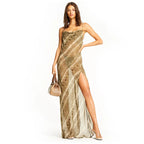 Snake Chiffon Sexy Long Party Sheer Backless Elegant Autumn Clothes Midi Dresses
