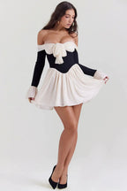 Liora - Tie - Up Contrast Off - Shoulder Dress