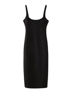 Sofia Back Slit Solid Midi Dress